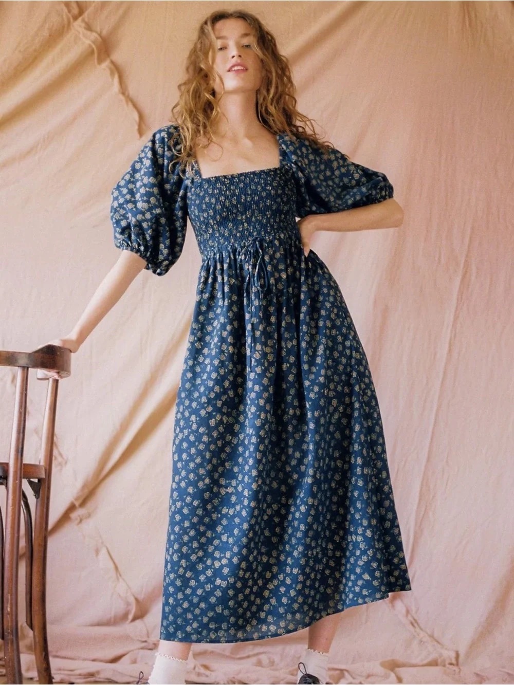 Christy Dawn Katrina Dress in Navy Poppy Size S